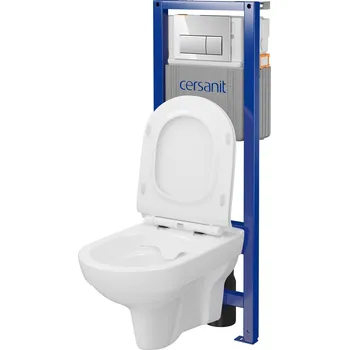 WC sada CERSANIT SYSTEM 40 mechanická podomítková sada, CITY mísa, deska, chromované tlačítko S701-765