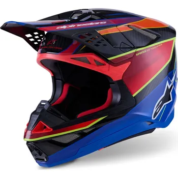 Helma na motorku Motokrosová helma Alpinestars Supertech S-M10 Era modro-červeno-fluo žlutá M