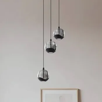 Lucande LED závěsné světlo Hayley, černé, 3 svítidla, sklo - Stropní držák – Ø 20 cm, výška 3,5 cm; Ø stínidla na lampu 9 cm čirý, černý LED 15 W celkem - Doprava zdarma