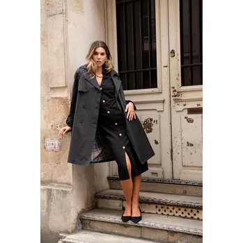 Dámský trenčkot s kapucí Laura&Jo 6021 barva: černá, velikost: L