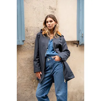 Dámský kabát/bunda s kapucí Laura&Jo 6063 barva: modrá tmavá, velikost: M