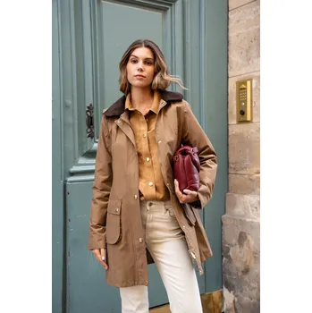 Dámský kabát/bunda s kapsami Laura&Jo 6065 barva: hnědá-camel, velikost: L