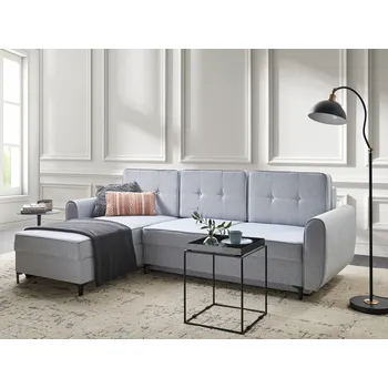 Pohovka Rohová rozkládací pohovka Modrá polyesterová tkanina Čalouněná pravostranná s úložným prostorem Moderní design Beliani