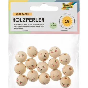 Výtvarná sada Korálky dřevěné s obličejem 15 ks