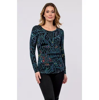 Dámská halenka Delší petrolejová dámská halenka se vzorem 7797 velikost S