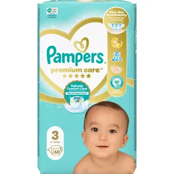 jednorázová plena Pampers Plenky Premium Care 6 - 10 kg, vel. 3 60 ks 60 ks