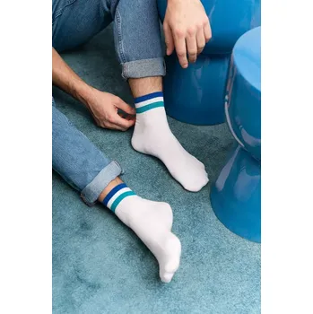 Pánské ponožky Ponožky Steven art.054 Sportovní pruhy 38-46 bílá/šedá/modrá 38-40