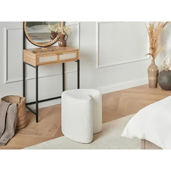 Taburet Puf krémově bílý žinylkový potah tvar srdce podnožka taburet moderní styl obývací pokoj ložnice Beliani