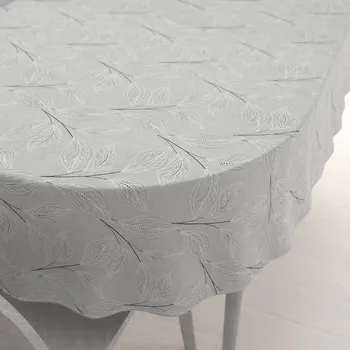ubrus Dekorační oválný ubrus Leona LN-165 Pnoucí lístky na šedém 60x100 cm