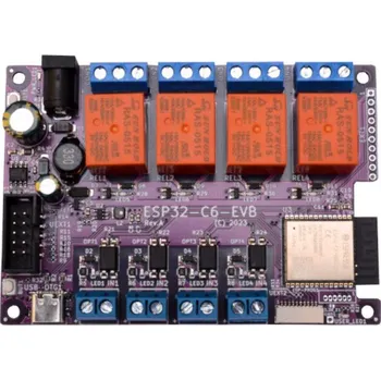 Vývojová deska EspEasy, Home Assistant Olimex ESP32-C6-EVB vývojová deska s ESP32, 4xrelé, 4xoptoizolované vstupy