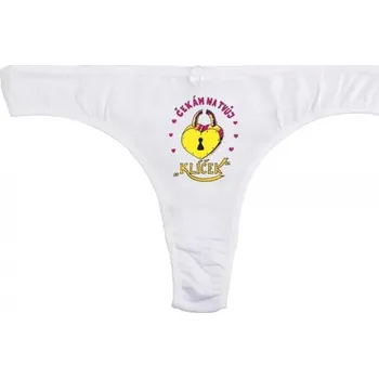 Kalhotky Čekám na tvůj klíček - Vtipné kalhotky - M tanga_bílá