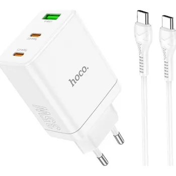 Náhradní díl pro mobilní telefon Hoco Nabíječka 2x Type C + USB A + Kabel Type C na Type C Pd Qc3.0 3A 35W N33 white