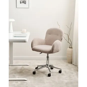 Kancelářská židle béžová buklé čalounění moderní nábytek do kanceláře pracovny stylový s bočními opěrkami Beliani