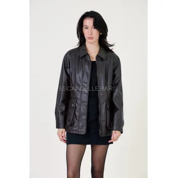 Dámský kabát Koženková bunda Escandelle Paris 5097 barva: hnědá tmavá, velikost: S