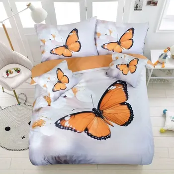 Povlečení Povlečení BUTTY WHITE ORANGE 3-dílná souprava 140x200 cm