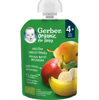 Gerber Ovocná kapsička Organic hruška, jablko a banán 90 g