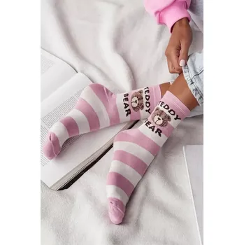 Pánské ponožky DÁMSKÉ PONOŽKY S MEDVÍDKEM/PROUŽKEM 0200.146 Růžová 37-41