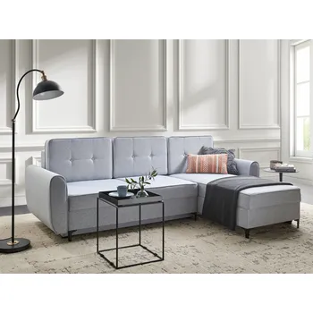 Pohovka Rohová rozkládací pohovka Modrá polyesterová tkanina Čalouněná levostranná s úložným prostorem Moderní design Beliani