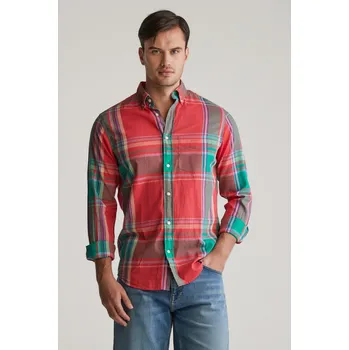 Pánská košile KOŠILE GANT REG INDIAN MADRAS SHIRT WATERMELON RED