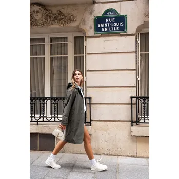 Dámský kabát/raincoat s kapucí Laura&Jo 6061 barva: modrá tmavá, velikost: *SET 4x S,M,L,XL