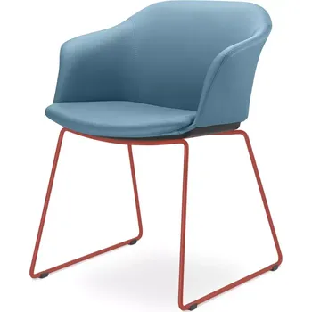 Jednací židle Konferenční křeslo Wave 033-Q-N14 (drátěná kostra signální červená RAL 3001, celočalouněný korpus)