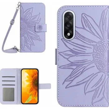Pouzdro na tablet VSECHNONAMOBIL 117828 ART SUNFLOWER Peněženkový kryt se šňůrkou pro OnePlus Nord 5 5G fialový