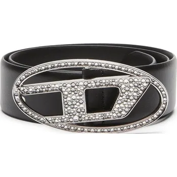 Módní doplněk OPASEK DIESEL OVAL D LOGO B-1DR STRASS BELT BLACK