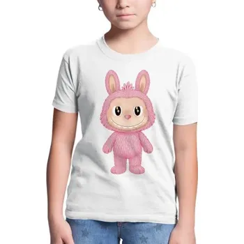 Žertovný předmět Plyšový Maskot Bubu Růžový - dětské tričko s potiskem pro fanoušky Labubu- Tričkový.cz