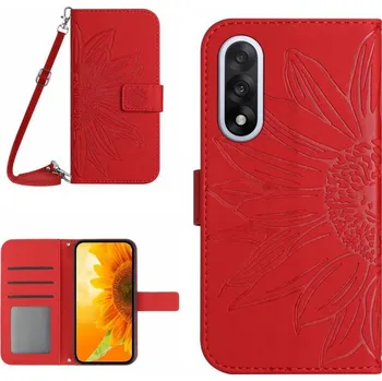 Pouzdro na tablet VSECHNONAMOBIL 117826 ART SUNFLOWER Peněženkový kryt se šňůrkou pro OnePlus Nord 5 5G červený