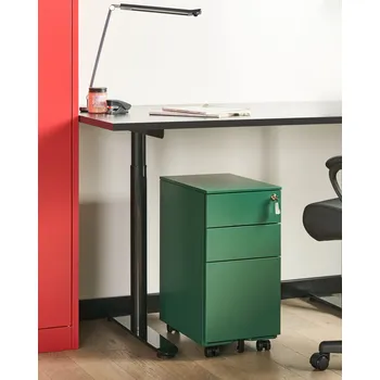 Šatní skříň Úložná skříň zelená kovová se 3 zásuvkami na zámek s klíčem industriální moderní styl garáž domácí kancelář Beliani