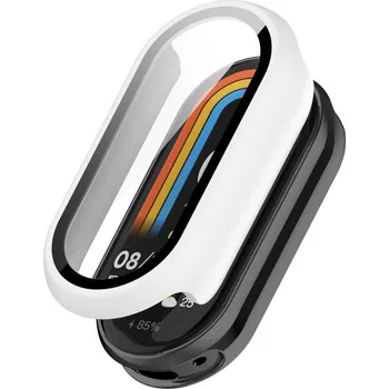 Příslušenství k chytrým hodinkám VSECHNONAMOBIL 117833 PC FULL COVER Plastový kryt se sklem pro Xiaomi Smart Band 10 / 10 NFC bílý