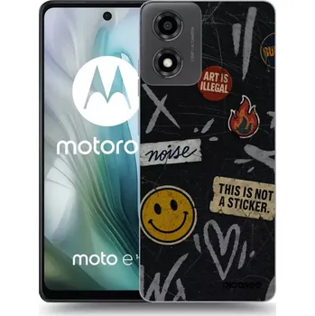 Pouzdro na mobilní telefon Picasee silikonový černý obal pro Motorola Moto E14 - STICKERS x TAGS