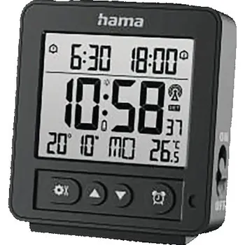 Budík Digitální budík Hama Rhodos LCD černý 10 x 9 cm