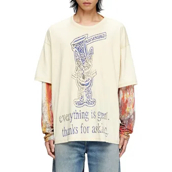 Pánské tričko TRIČKO DIESEL T-BOXT-DB-LS-RIB-T1 T-SHIRT BROWN