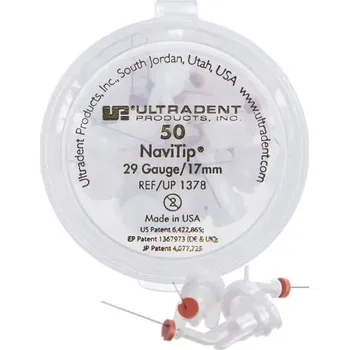 Ultradent NaviTip kanyly 29G 17 mm 50 ks Kontrolovaná aplikace přípravků až k apexu.