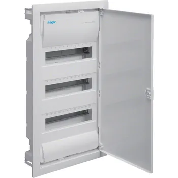 Rozvaděč Rozvaděč pod omítku s kovovými dveřmi, 4 řady, 48 modulů, IP30, QC, HAGER Volta VU48AT