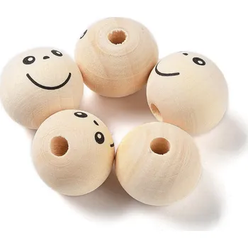 Dětské navlékací korálky Dřevěné korálky obličej č.26 (20 mm)