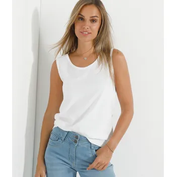 Jednobarevný top se širokými ramínky bílá 52