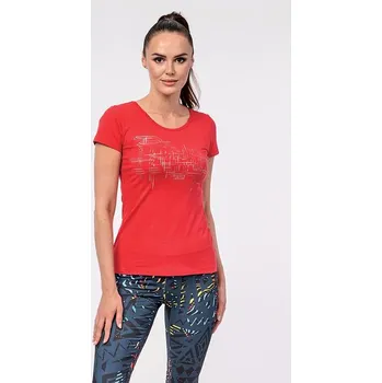Bavlněné červené dámské tričko s krátkým rukávem a potiskem 14 velikost 4XL