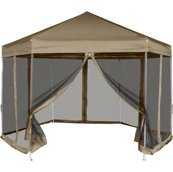Zahradní stavba Šestihranný pop-up stan s bočnicemi 3,6 x 3,1 m taupe 220 g/m² IM_362013