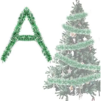 Knihovna Tinsel Christmas Tree Green & White 4X 3M Garland Vánoční Tinsel Průměr 9 cm, Lesklé vánoční