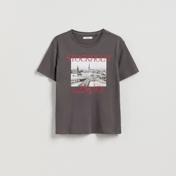 Dámské tričko Reserved - Tričko s potiskem - tmavě šedá - 370IK-90X - 370IK-90X-XS