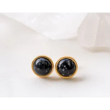 Náušnice Náušnice vesmír - obsidián Barva: Zlatá