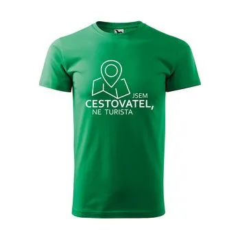 Pánská móda Tričko s potiskem Jsem cestovatel, ne turista: zelené 3XL