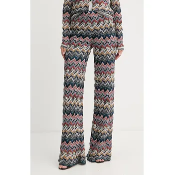 Dámské kalhoty Kalhoty s vlnou Missoni dámské, fialová barva, zvony, high waist, DS25WI0Q.BR012F 54X, vel. 38