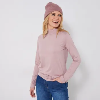 Tričko se stojáčkem a dlouhými rukávy růžová 52