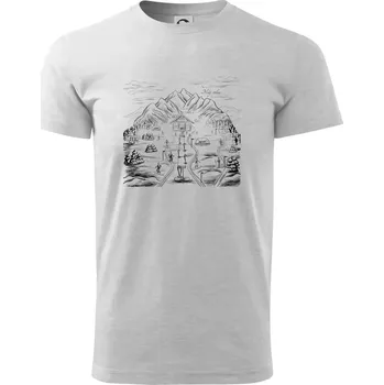 Pánské tričko Hory a lyže - můj relax - Triko extra velké (5-8XL) - 7XL ( Světlešedý Melír )