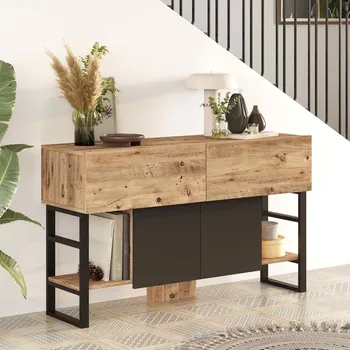 Toaletní stolek Odkládací stolek SALAP 140 borovice/kov černý