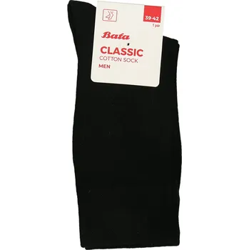 Pánské ponožky Baťa černé pánské bavlněné vysoké ponožky, vel. 43-46