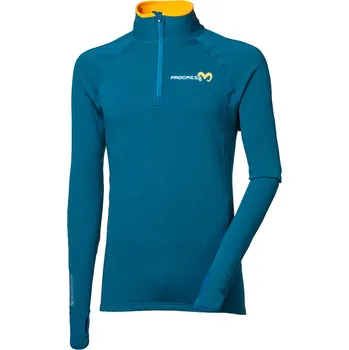 Pánská móda Progress TOREZ MERINO ZIP pánská funkční mikina s krátkým zipem petrol Velikost: M
